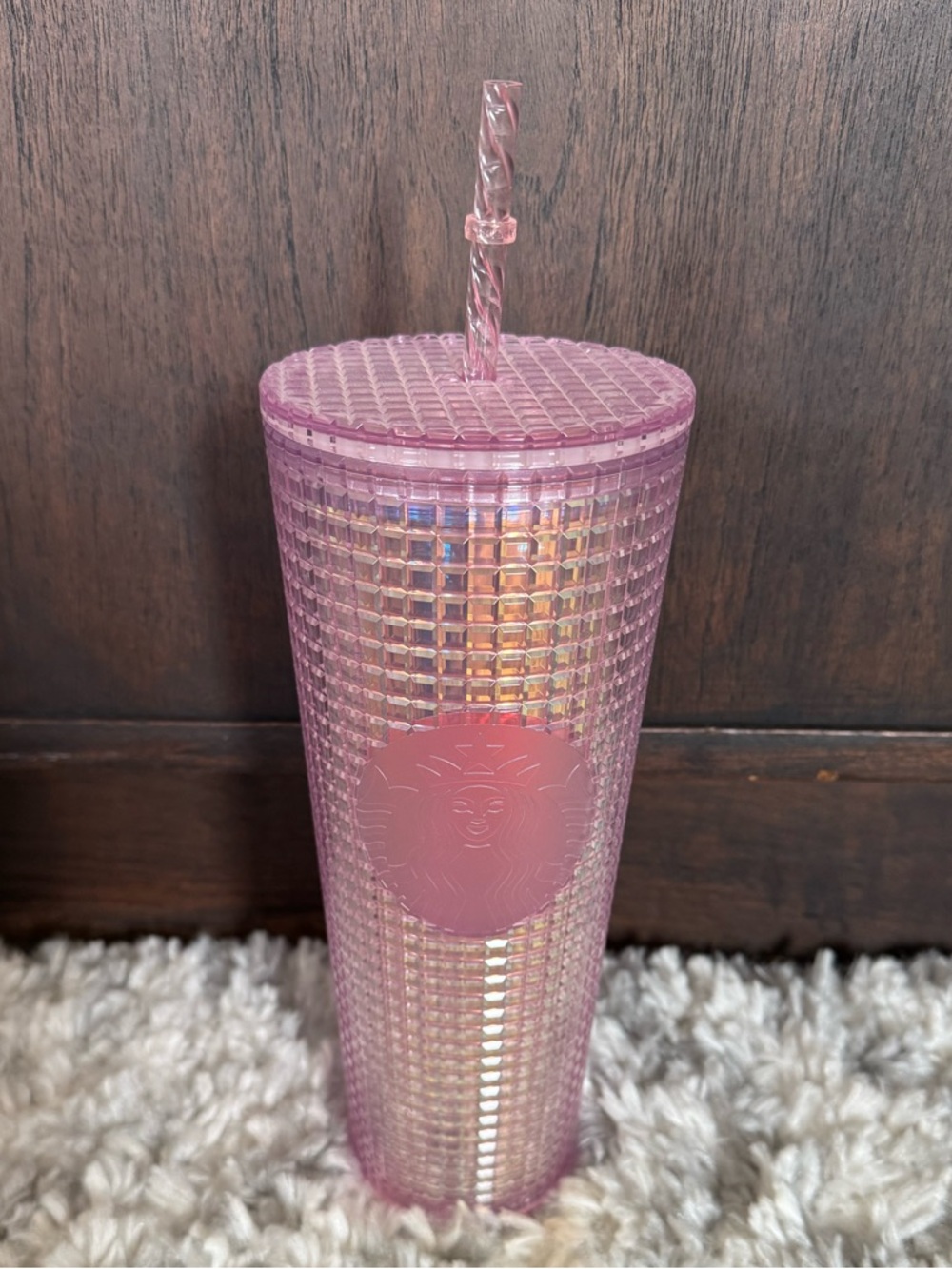 Starbucks Iridescent Pink Grid Disco 24oz Venti